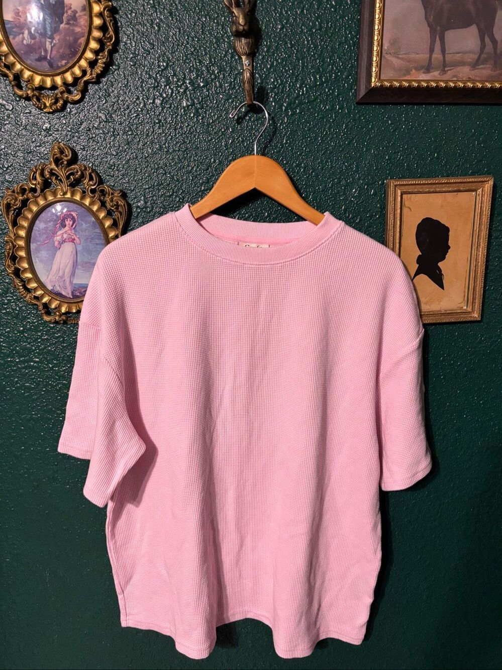 Comfrt Pink Waffle Weave Mens Shirt Sz Large